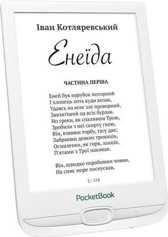 Електронна книга  PocketBook 606 White (PB606-D-CIS); 6" (1024х758) E-Ink Carta, 212 dpi, ОЗУ 256 МБ
