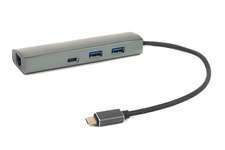 USB HUB PowerPlant (CA910557) USB 3.0 2 порта + 1 порт Type-C USB 3.1 + Gigabit Ethernet