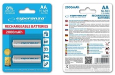 Акумулятор Ni-MH AA 2000 mAh, 2шт, бiлий ESPERANZA EZA103W