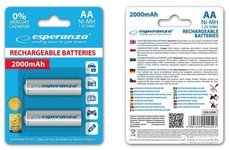 Акумулятор Ni-MH AA 2000 mAh, 2шт, бiлий ESPERANZA EZA103W