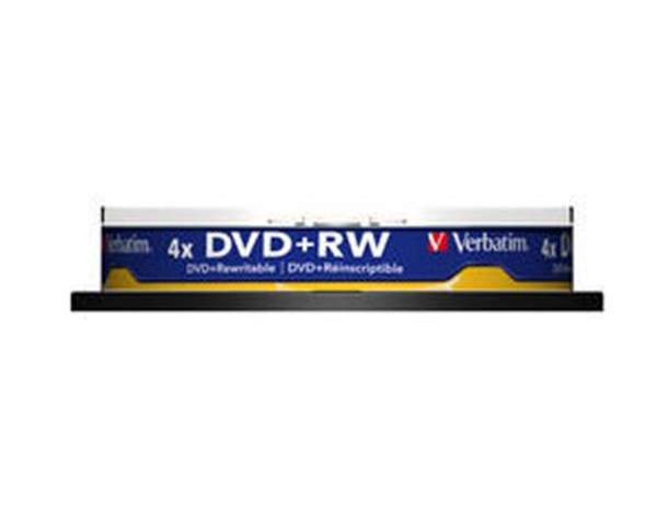 Диск DVD+RW Verbatim (43488) 4.7GB 4x Cake, 10шт Silver