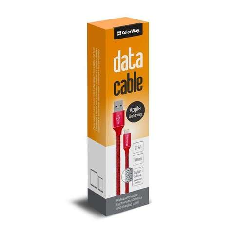 Кабель Lihgtning ColorWay USB-Lihgtning, 1м Red (CW-CBUL004-RD)
