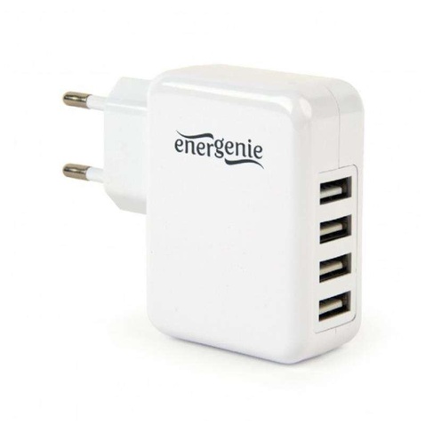 Мережевий зарядний пристрій EnerGenie (2USBx2.1A+2USBx1A) White (EG-U4AC-02)