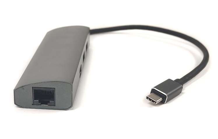 USB HUB PowerPlant (CA910557) USB 3.0 2 порта + 1 порт Type-C USB 3.1 + Gigabit Ethernet