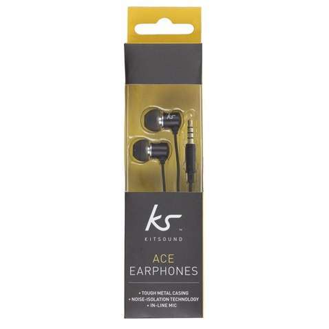 Навушники KitSound Ace In-Ear Headphones Black (KSACEMBK) + Микрофон