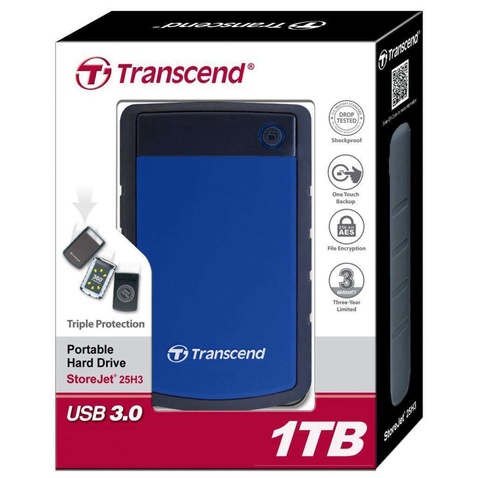 Зовнішній жорсткий диск HDD Transcend 1TB USB3.0 2.5" StoreJet 25Н3 (TS1TSJ25H3B) Blue