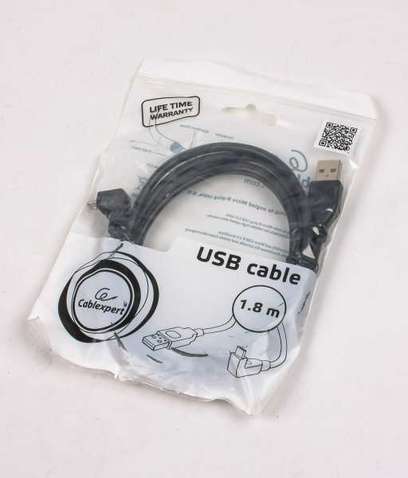 Кабель USB (AM/BM) 1.8m Cablexpert (CCP-USB2-AMBM90-6) угловой (к принтеру, сканеру) премиум Black