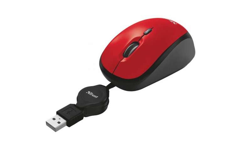 Миша TRUST Yvi Retractable Red (21053)