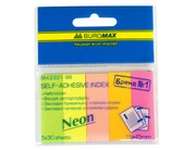Стікер-закладка BUROMAX Plastic bookmarks 45x15mm, 5*30шт, rectangles, neon colors (BM.2331-98)
