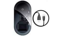 Бездротовий зарядний пристрій Baseus Simple 2 в 1 Phone + Pods WXJK-A01 Crystal Black