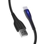 Кабель USB ColorWay USB-Type-C, 2.4А, 1м, PVC + Led, Black (CW-CBUC034-BK)