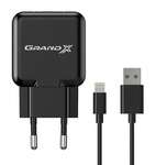 Зарядний пристрій Grand-X (1xUSB 2.1A) Black (CH03LTB) + кабель Lightning