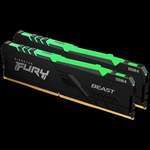 Оперативна пам'ять KINGSTON DRAM 64GB 2666MHz DDR4 CL16 DIMM (Kit of 2) FURY Beast RGB Black Black EAN: 740617319569