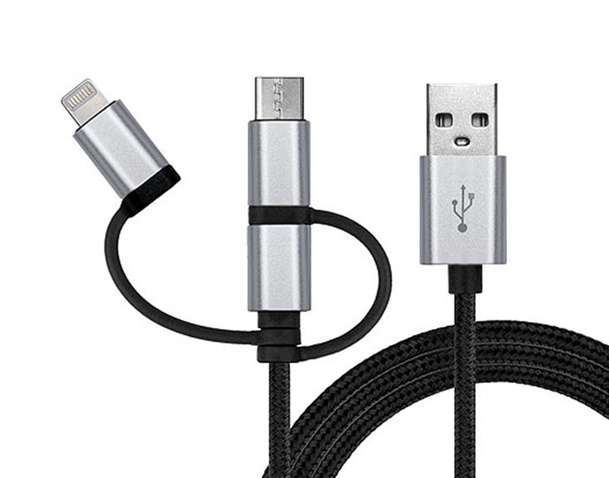 Кабель USB REAL-EL Premium USB2.0 AM-3in1 Lightning/microUSB/USB-C 1m