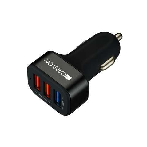 Автомобільний зарядний пристрій Canyon (3USB, 2.1A) Black (CNE-CCA07B)