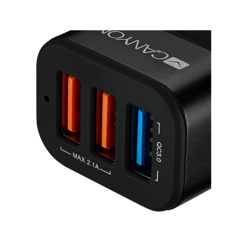 Автомобільний зарядний пристрій Canyon (3USB, 2.1A) Black (CNE-CCA07B)