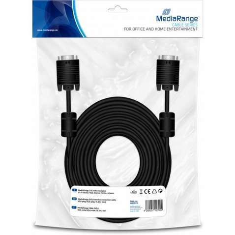 Кабель VGA  MediaRange  SVGA  з феритом, VGA/VGA, 15.0m, black