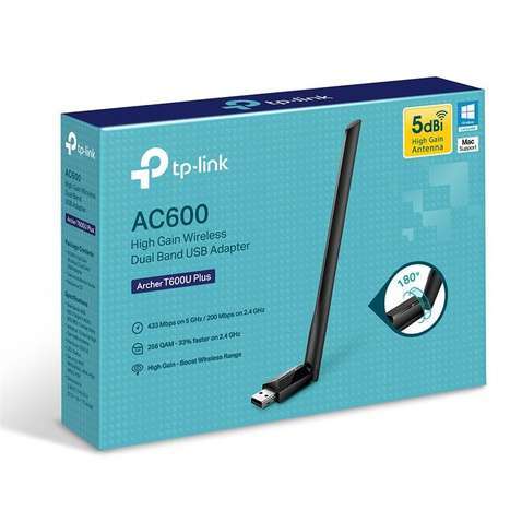 Безпровідний Wi-Fi адаптер TP-Link AC600/USB 2.0/1 high gain antenna TP-LINK Archer T600U Plu