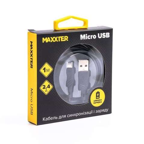 Кабель  Maxxter USB-microUSB 1м чорний (UB-M-USB-02-1m)