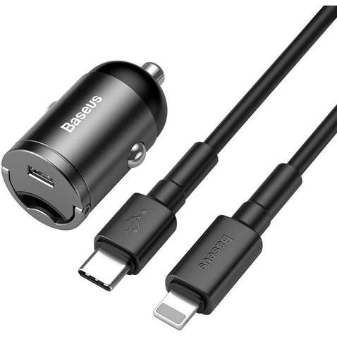 Автомобільний зарядний пристрій  Baseus Tiny Star Mini PPS Quick Charger Suit + Type-C To Lightning 18W Cable Gray (TZVCHX-0G)
