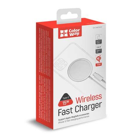 Бездротове зарядний пристрій СolorWay MagSafe Charger 15W for iPhone White