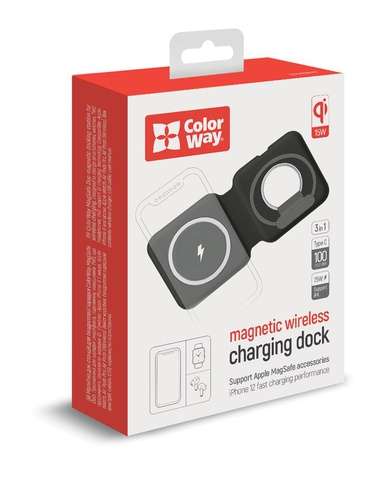 Бездротове зарядний пристрій СolorWay MagSafe Duo Charger 15W for iPhone Pink