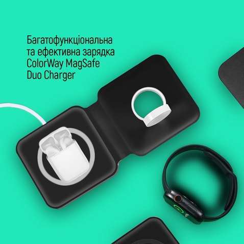 Бездротове зарядний пристрій СolorWay MagSafe Duo Charger 15W for iPhone Pink