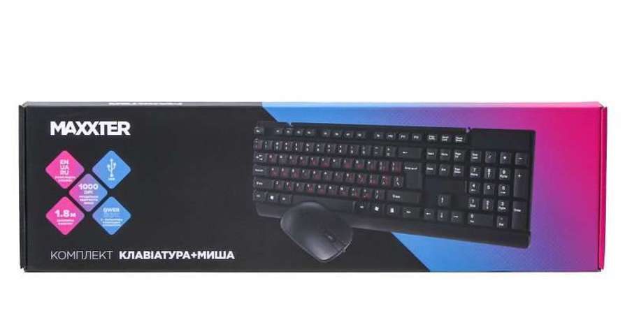 Комплект (Клавіатура + мишка)  Maxxter KMS-CM-01-UA USB Black