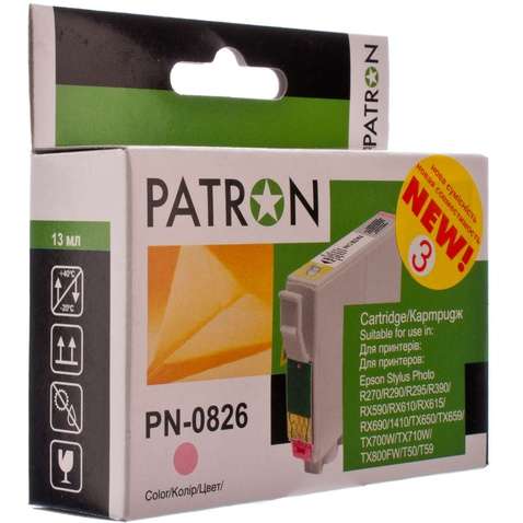 Картридж сумісний Epson T0816 XL (C13T08164) 13 мл, світло-пурпуровий Patron (PN-0826) (№3)