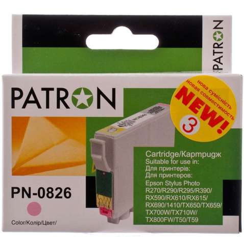 Картридж сумісний Epson T0816 XL (C13T08164) 13 мл, світло-пурпуровий Patron (PN-0826) (№3)