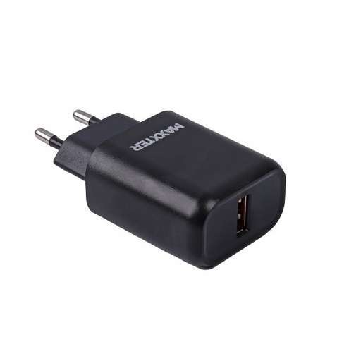 Зарядний пристрій  Maxxter 5V 2,4A, Quick Charge 3.0 1USB Black (WC-QC-AtM-01) + cable USB-TypeC