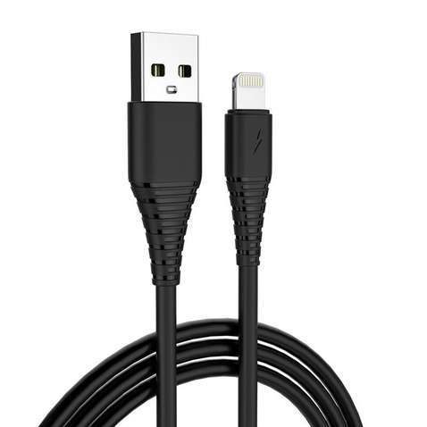 Кабель  ColorWay USB-Lightning (PVC), 2.4А, 1м, Black (CW-CBUL024-BK)