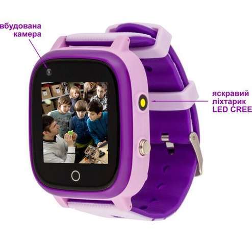 Дитячий смарт-годинник AmiGo GO005 4G WIFI Thermometer Purple; 1.44" (240х240) IPS сенсорный / SP9820E /