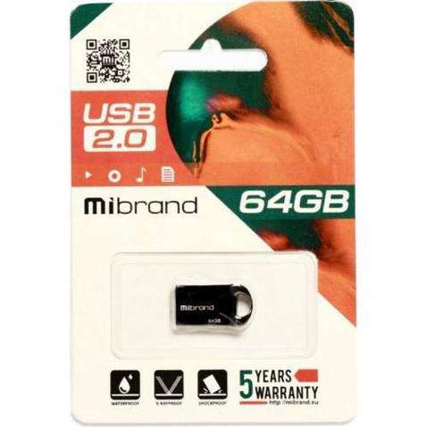 Флешка USB Flash 64GB USB 2.0 Mibrand Hawk (MI2.0/HA64M1B) Black