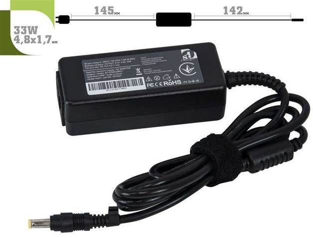 Блок живлення 1StCharger для ноутбука Asus 9.5V 33W 3.5A 4.8х1.7мм + каб.пит. (AC1STAS33WD1)