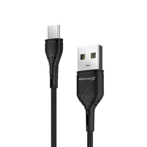 Кабель  Grand-X USB-USB Type C, Cu, 3A, 1м, Fast Сharge, Black (PC-03B)