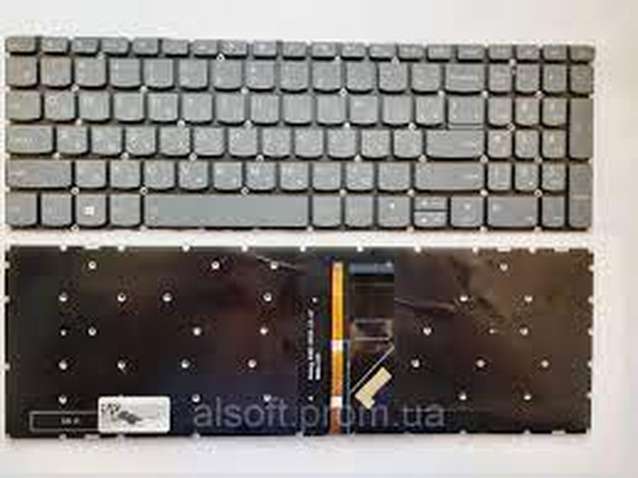 Клавіатура ноутбука  Lenovo IdeaPad 320-15ABR/15AST/15IAP/15IKB/15ISK сіра,підсв (A46099)