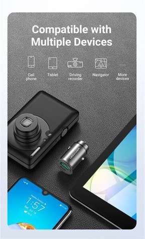 Автомобільний зарядний пристрій  Vention Power Delivery Port + QC3.0 (2USB, 24W) Grey (CC-63-H)