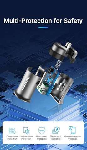 Автомобільний зарядний пристрій  Vention Power Delivery Port + QC3.0 (2USB, 24W) Grey (CC-63-H)