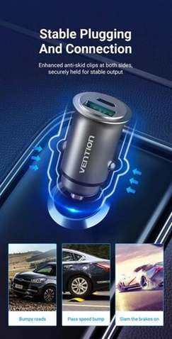 Автомобільний зарядний пристрій  Vention Power Delivery Port + QC3.0 (2USB, 24W) Grey (CC-63-H)
