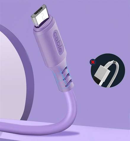 Кабель  ColorWay USB-microUSB, soft silicone, 2.4А, 1м, Purple (CW-CBUM044-PU)