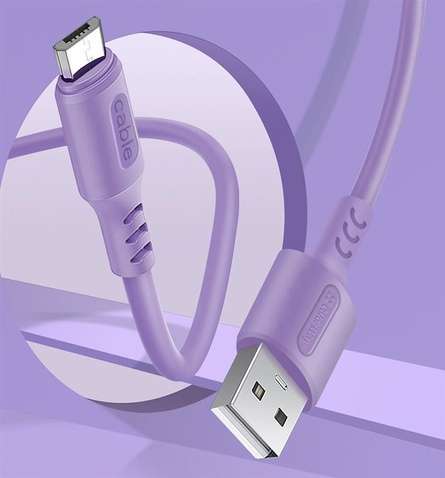 Кабель  ColorWay USB-microUSB, soft silicone, 2.4А, 1м, Purple (CW-CBUM044-PU)