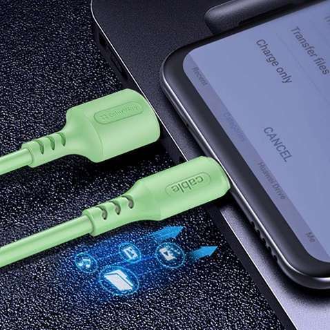 Кабель  ColorWay USB-microUSB, soft silicone, 2.4А, 1м, Green (CW-CBUM042-GR)