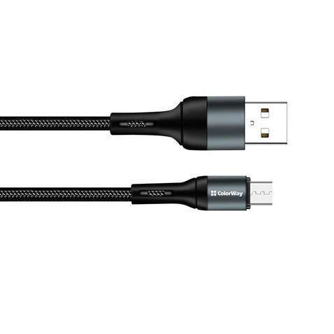 Кабель  ColorWay USB-microUSB, nylon, 2.4А, 1м, Black (CW-CBUM045-BK)