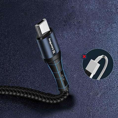 Кабель  ColorWay USB-microUSB, nylon, 2.4А, 1м, Black (CW-CBUM045-BK)