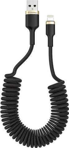 Кабель  35-150см USB 2.0 / Lightning Colorway (CW-CBUL051-BK) (spiral) 2.4А Black