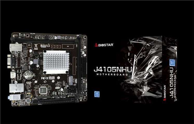 Материнська плата  Biostar J4105NHU Intel J4105, Mini-ITX, GbE LAN, 7.1-CH Audio J4105NHU