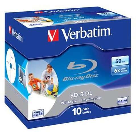 Диск BD-R Verbatim DL 50Gb 6x Jewel 10шт Wide Printabl (43736)