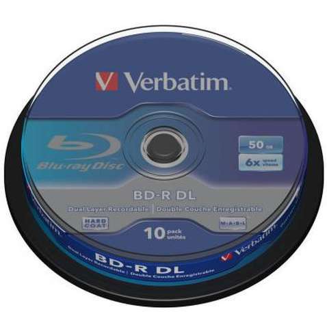 Диск BD-R Verbatim DL 50Gb 6x Cacke 10шт (43746)