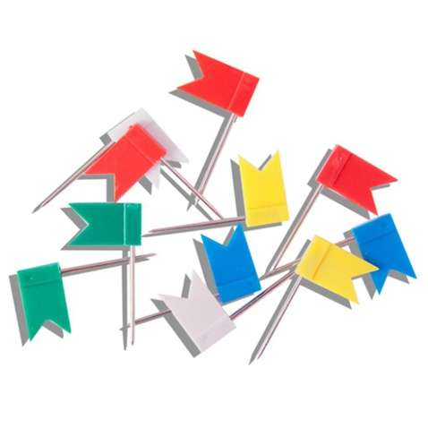 Кнопки BUROMAX push pins FLAGS, 30шт (BM.5152)